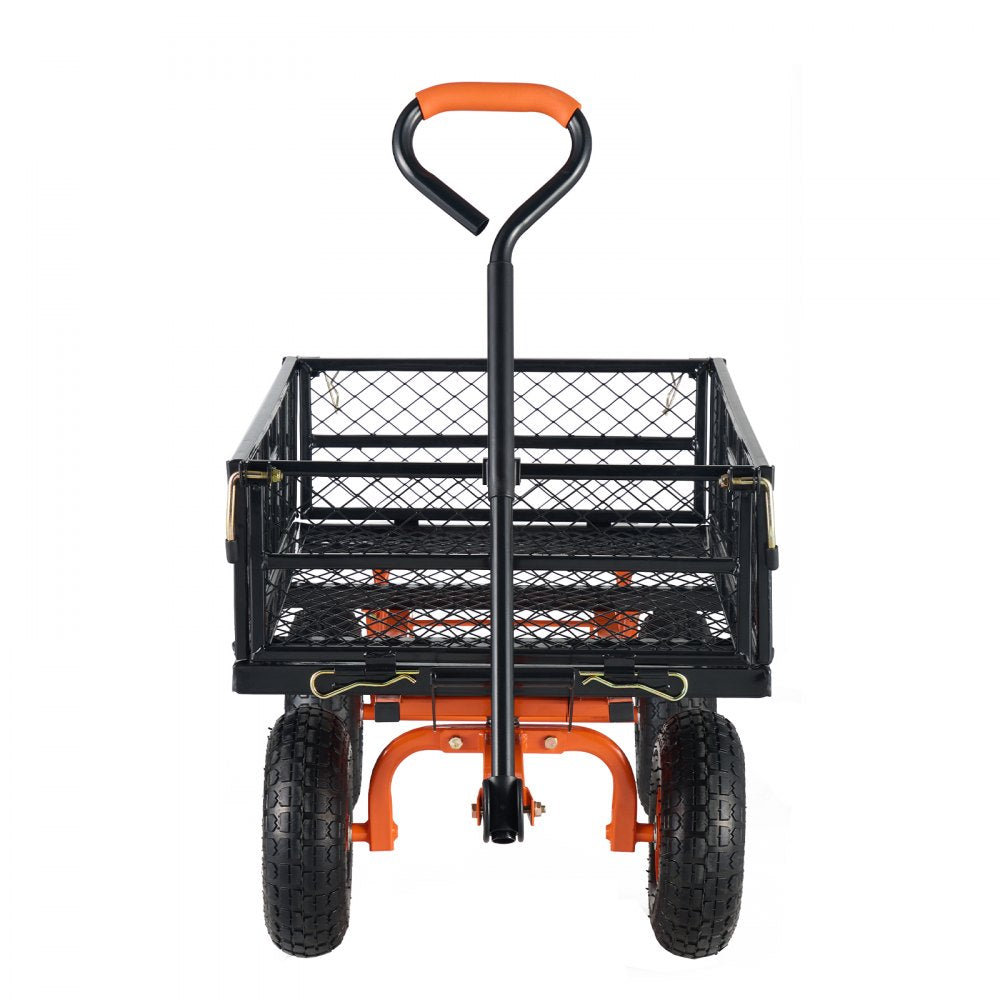 VEVOR Garden Cart, Sturdy Metal Utility Wagon with Simple Assembly, Versatile Dump Cart with Dual-Function Handle, Wheelbarrow with 400 lbs Load Capacity, Equipped with 10" Wheels
