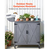 VEVOR Potting Bench Table, Outdoor Gardening Wooden Storage Cabinet with 36 x 16 in Galvanized Iron Tabletop, Garden Planting Workstation with Large Storage Space, 4 Casters for Patio, Backyard, Gray