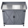 VEVOR Potting Bench Table, Outdoor Gardening Wooden Storage Cabinet with 36 x 16 in Galvanized Iron Tabletop, Garden Planting Workstation with Large Storage Space, 4 Casters for Patio, Backyard, Gray