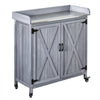 VEVOR Potting Bench Table, Outdoor Gardening Wooden Storage Cabinet with 36 x 16 in Galvanized Iron Tabletop, Garden Planting Workstation with Large Storage Space, 4 Casters for Patio, Backyard, Gray