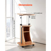 VEVOR Podium Stand, 43-Inch Wooden Lectern, Portable Laptop Desk with Lockable Wheels, Wide Reading Surface and Open Storage Area, Adjustable Height and Angle, for Speeches, Lectures, or Presentations