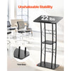 VEVOR Podium Stand, 47-Inch Metal Lectern, Curved Standing Podium with Wide Reading Surface, Open Storage Compartment, Book Stopper, Cup Holder, for Classroom, Wedding, Conference, Speech, and Concert