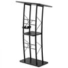 VEVOR Podium Stand, 47-Inch Metal Lectern, Curved Standing Podium with Wide Reading Surface, Open Storage Compartment, Book Stopper, Cup Holder, for Classroom, Wedding, Conference, Speech, and Concert