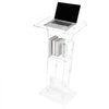 VEVOR Podium Stand, 43-Inch Acrylic Lectern, Portable Laptop Desk with Wide Reading Surface and Storage Shelf, Book Stopper, Floor-Standing, for Classroom, Wedding, Conference, Lecture and Concert