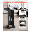 VEVOR Podium Stand, 42 inch Wooden Lectern Laptop Desk with Storage Shelf, for Schools, Churches and Events, Presentation Lectern Stand with Storage Shelf, Three-Sided Panels, Fixed Base, Book Stop