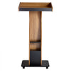 VEVOR Podium Stand, 47 inch Wooden Lectern Mobile Laptop Desk Storage Shelf, for Schools, Churches and Events, Portable Presentation Lectern Stand with Storage Shelf, Three-Sided Panels, and Book Stop