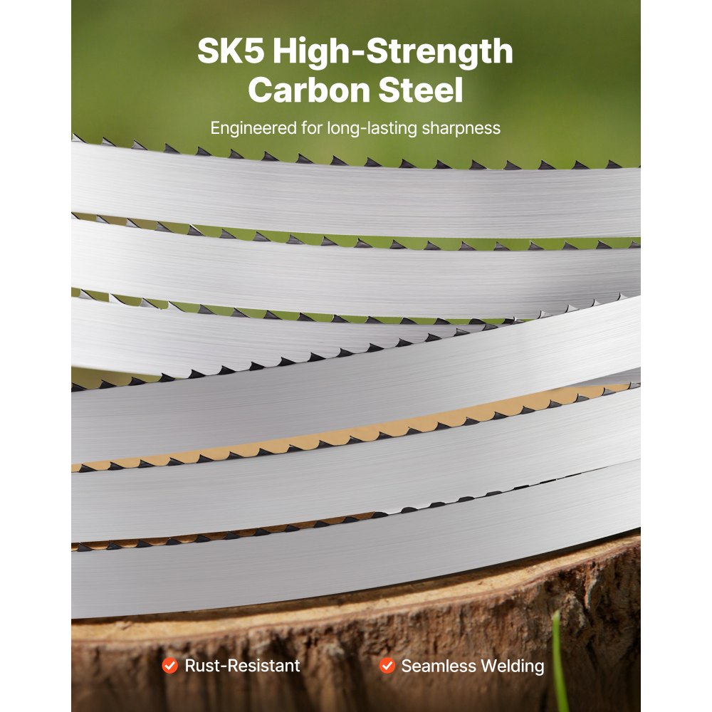 VEVOR Bandsaw Blade, 150 Inch Length, 4 TPI Band Saw Blade with 18 HRC Hardened Sharp Teeth, SK5 High-Strength Carbon Steel, 0.75 Inch Width, Replacement for Major Woodworking Band Saw Brands, 1 Pack