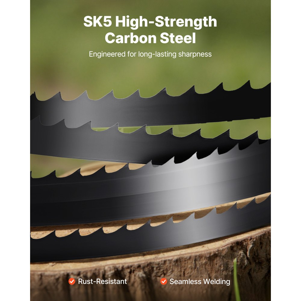 VEVOR Bandsaw Blade, 60 Inch Length, 6 TPI Band Saw Blade with 15 HRC Hardened Sharp Teeth, SK5 High-Strength Carbon Steel, 0.25 Inch Width, Replacement for Major Woodworking Band Saw Brands, 1 Pack
