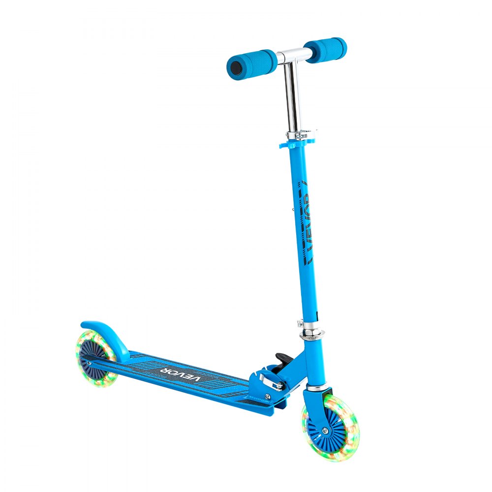 VEVOR Kick Scooter for Kids Ages 3+, 2-Wheel Toddler Scooter with Light-Up Wheels, Adjustable Height Handlebar, Wide Anti-Slip Deck, Foldable Lightweight Frame for Boys & Girls up to 110 lbs, Blue