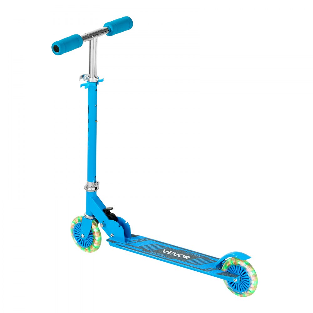 VEVOR Kick Scooter for Kids Ages 3+, 2-Wheel Toddler Scooter with Light-Up Wheels, Adjustable Height Handlebar, Wide Anti-Slip Deck, Foldable Lightweight Frame for Boys & Girls up to 110 lbs, Blue