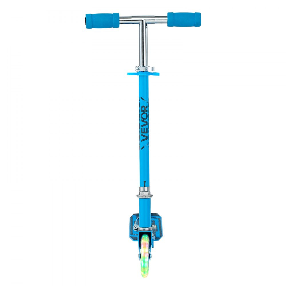VEVOR Kick Scooter for Kids Ages 3+, 2-Wheel Toddler Scooter with Light-Up Wheels, Adjustable Height Handlebar, Wide Anti-Slip Deck, Foldable Lightweight Frame for Boys & Girls up to 110 lbs, Blue