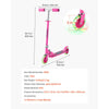 VEVOR Kick Scooter for Kids Ages 3+, 2-Wheel Toddler Scooter with Light-Up Wheels, Adjustable Height Handlebar, Wide Anti-Slip Deck, Foldable Lightweight Frame for Boys & Girls up to 110 lbs, Pink