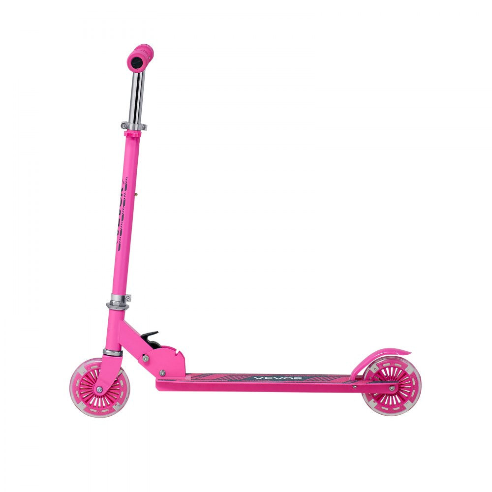 VEVOR Kick Scooter for Kids Ages 3+, 2-Wheel Toddler Scooter with Light-Up Wheels, Adjustable Height Handlebar, Wide Anti-Slip Deck, Foldable Lightweight Frame for Boys & Girls up to 110 lbs, Pink