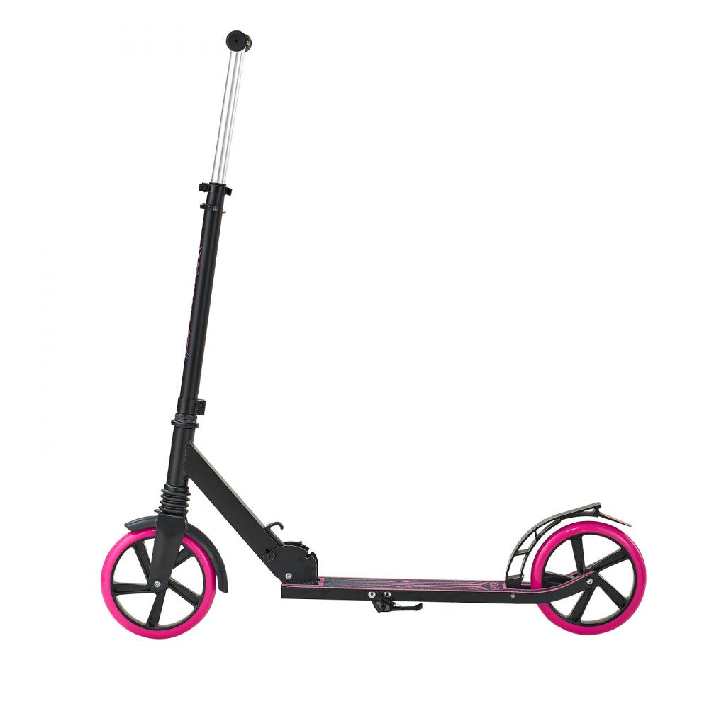 VEVOR Kick Scooter for Kids Ages 8+, Teens & Adults, 2-Wheel Toddler Scooter with Adjustable Height Handlebar, Wide Anti-Slip Deck, Foldable Lightweight Frame for Boys & Girls up to 220 lbs, Pink