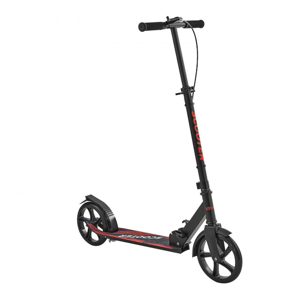 VEVOR Kick Scooter for Kids Ages 8+, Teens & Adults, 2-Wheel Toddler Scooter with Height Adjustable Handlebar, Wide Anti-Slip Deck, Foldable Lightweight Frame for Boys & Girls up to 220 lbs, Black