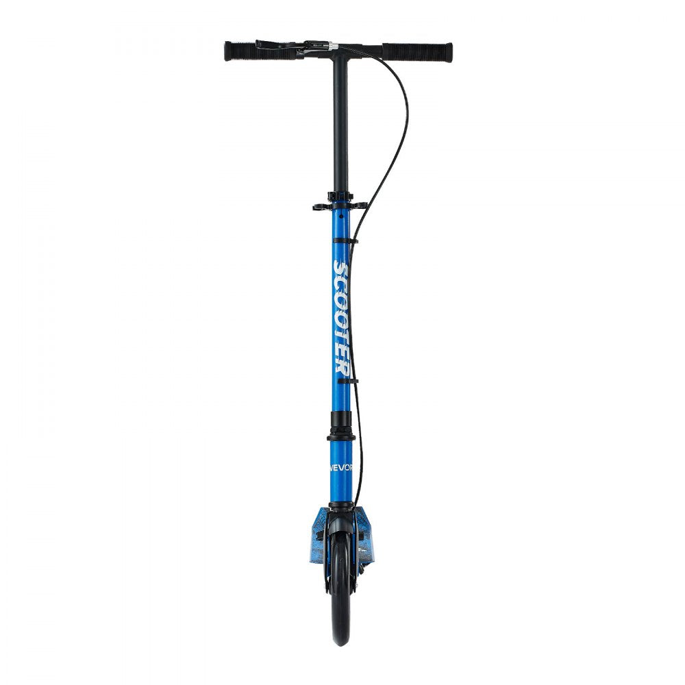 VEVOR Kick Scooter for Kids Ages 8+, Teens & Adults, 2-Wheel Toddler Scooter with Height Adjustable Handlebar, Wide Anti-Slip Deck, Foldable Lightweight for Boys & Girls up to 220 lbs, Black + Blue