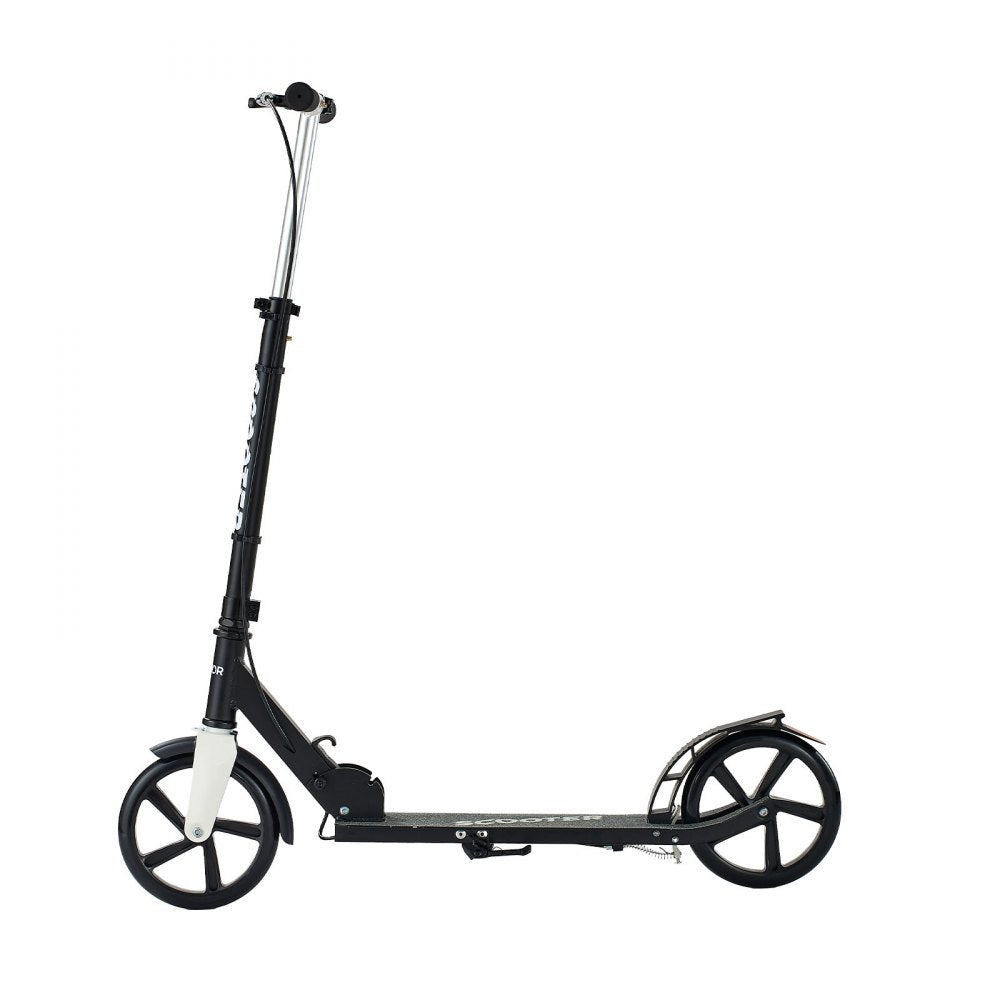 VEVOR Kick Scooter for Kids Ages 8+, Teens & Adults, 2-Wheel Toddler Scooter with Adjustable Height Handlebar, Wide Anti-Slip Deck, Foldable Lightweight for Boys & Girls up to 220 lbs, Black + Silver