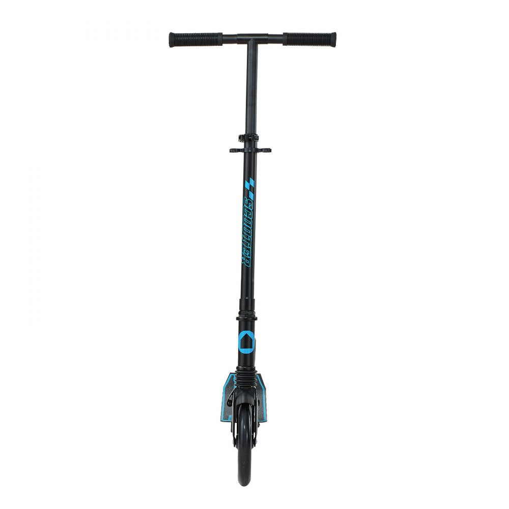 VEVOR Kick Scooter for Kids Ages 8+, Teens & Adults, 2-Wheel Toddler Scooter with Adjustable Height Handlebar, Wide Anti-Slip Deck, Foldable Lightweight for Boys & Girls up to 220 lbs, Black + Blue