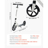 VEVOR Kick Scooter for Kids Ages 8+, Teens & Adults, 2-Wheel Toddler Scooter with Adjustable Height Handlebar, Wide Anti-Slip Deck, Foldable Lightweight for Boys & Girls up to 220 lbs, White + Black