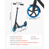 VEVOR Kick Scooter for Kids Ages 8+, Teens & Adults, 2-Wheel Toddler Scooter with Adjustable Height Handlebar, Wide Anti-Slip Deck, Foldable Lightweight Frame for Boys & Girls up to 220 lbs, Blue