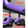 VEVOR Kick Scooter for Kids Ages 3+, 3-Wheel Toddler Scooter with Light-Up Wheels, Adjustable Height Handlebar, Wide Anti-Slip Deck, Lightweight Aluminum Frame for Boys & Girls up to 165 lbs, Purple