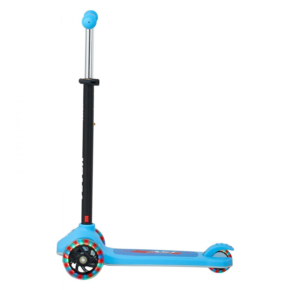 VEVOR Kick Scooter for Kids Ages 3+, 3-Wheel Toddler Scooter with Light-Up Wheels, Adjustable Height Handlebar, Wide Anti-Slip Deck, Lightweight Aluminum Frame for Boys & Girls up to 165 lbs, Blue