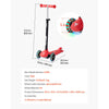 VEVOR Kick Scooter for Kids Ages 3+, 3-Wheel Toddler Scooter with Light-Up Wheels, Adjustable Height Handlebar, Wide Anti-Slip Deck, Lightweight Aluminum Frame for Boys & Girls up to 165 lbs, Red