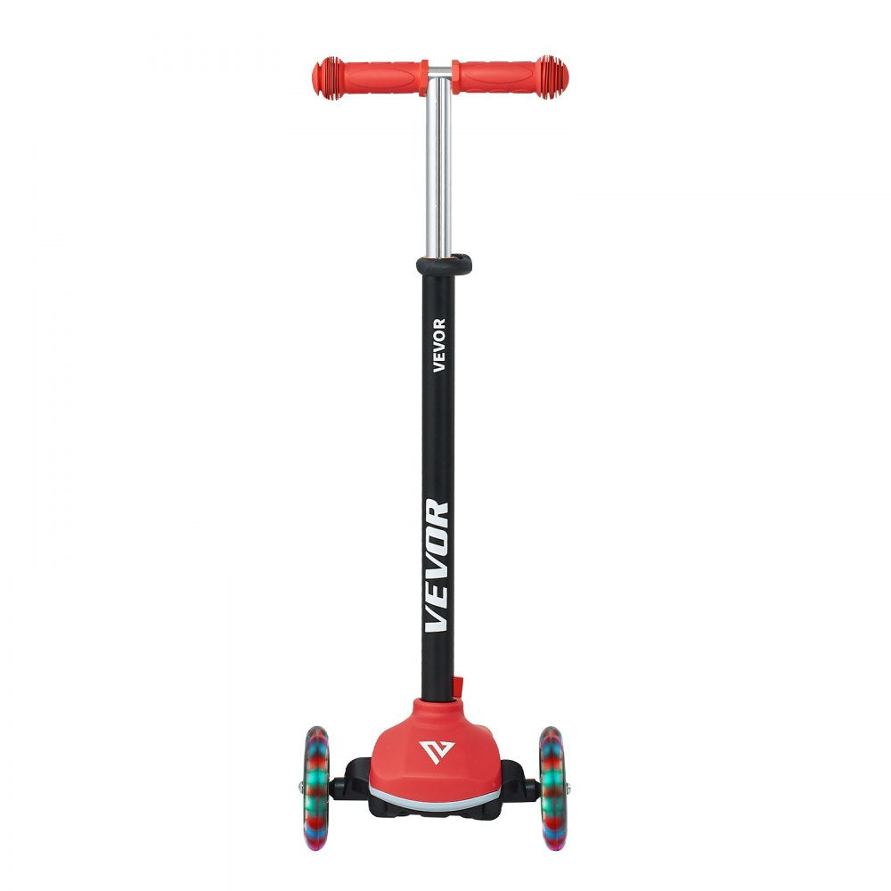 VEVOR Kick Scooter for Kids Ages 3+, 3-Wheel Toddler Scooter with Light-Up Wheels, Adjustable Height Handlebar, Wide Anti-Slip Deck, Lightweight Aluminum Frame for Boys & Girls up to 165 lbs, Red