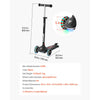 VEVOR Kick Scooter for Kids Ages 3+, 3-Wheel Toddler Scooter with Light-Up Wheels, Adjustable Height Handlebar, Wide Anti-Slip Deck, Lightweight Aluminum Frame for Boys & Girls up to 165 lbs, Black