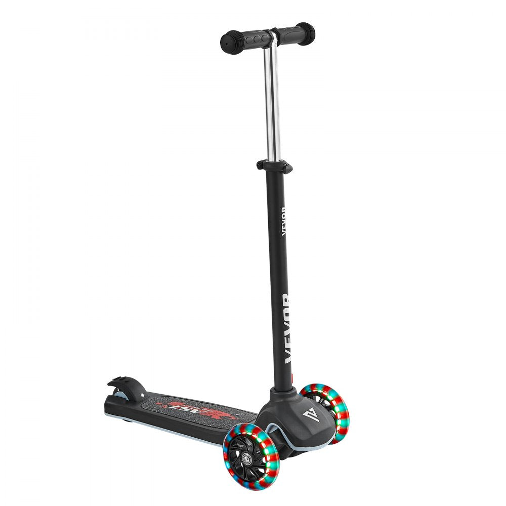 VEVOR Kick Scooter for Kids Ages 3+, 3-Wheel Toddler Scooter with Light-Up Wheels, Adjustable Height Handlebar, Wide Anti-Slip Deck, Lightweight Aluminum Frame for Boys & Girls up to 165 lbs, Black