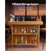 VEVOR Home Bar Unit, Wine Bar Cabinet Table 3-Tier with Storage Shelves, Opener Storage Box & Adjustable Foot Pads, Black Footrest, Wood & Metal Liquor Cabinet for Home, Basement, Kitchen, Living Room