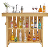 VEVOR Home Bar Unit, Wine Bar Cabinet Table 3-Tier with Storage Shelves, Opener Storage Box & Adjustable Foot Pads, Black Footrest, Wood & Metal Liquor Cabinet for Home, Basement, Kitchen, Living Room