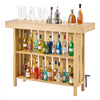 VEVOR Home Bar Unit, Wine Bar Cabinet Table 3-Tier with Storage Shelves, Opener Storage Box & Adjustable Foot Pads, Black Footrest, Wood & Metal Liquor Cabinet for Home, Basement, Kitchen, Living Room