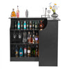 VEVOR Home Bar Unit, L-Shaped Wine Bar Cabinet Table 4-Tier with Storage Shelves,  Wine Glass Holder, 300 lbs Max Capacity, Wood Liquor Cabinet for Home, Kitchen, Living Room, Pub, Basement, Black