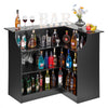 VEVOR Home Bar Unit, L-Shaped Wine Bar Cabinet Table 4-Tier with Storage Shelves,  Wine Glass Holder, 300 lbs Max Capacity, Wood Liquor Cabinet for Home, Kitchen, Living Room, Pub, Basement, Black