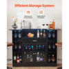 VEVOR Home Bar Unit, Wine Bar Cabinet Table 4-Tier with Storage Drawer Shelves, Wine Glass Holder, Bottle Rack, LED Light, Wood & Metal Liquor Cabinet for Home, Basement, Kitchen, Living Room, Black