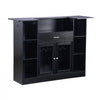 VEVOR Home Bar Unit, Wine Bar Cabinet Table 4-Tier with Storage Drawer Shelves, Wine Glass Holder, Bottle Rack, LED Light, Wood & Metal Liquor Cabinet for Home, Basement, Kitchen, Living Room, Black
