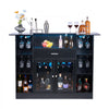VEVOR Home Bar Unit, Wine Bar Cabinet Table 4-Tier with Storage Drawer Shelves, Wine Glass Holder, Bottle Rack, LED Light, Wood & Metal Liquor Cabinet for Home, Basement, Kitchen, Living Room, Black