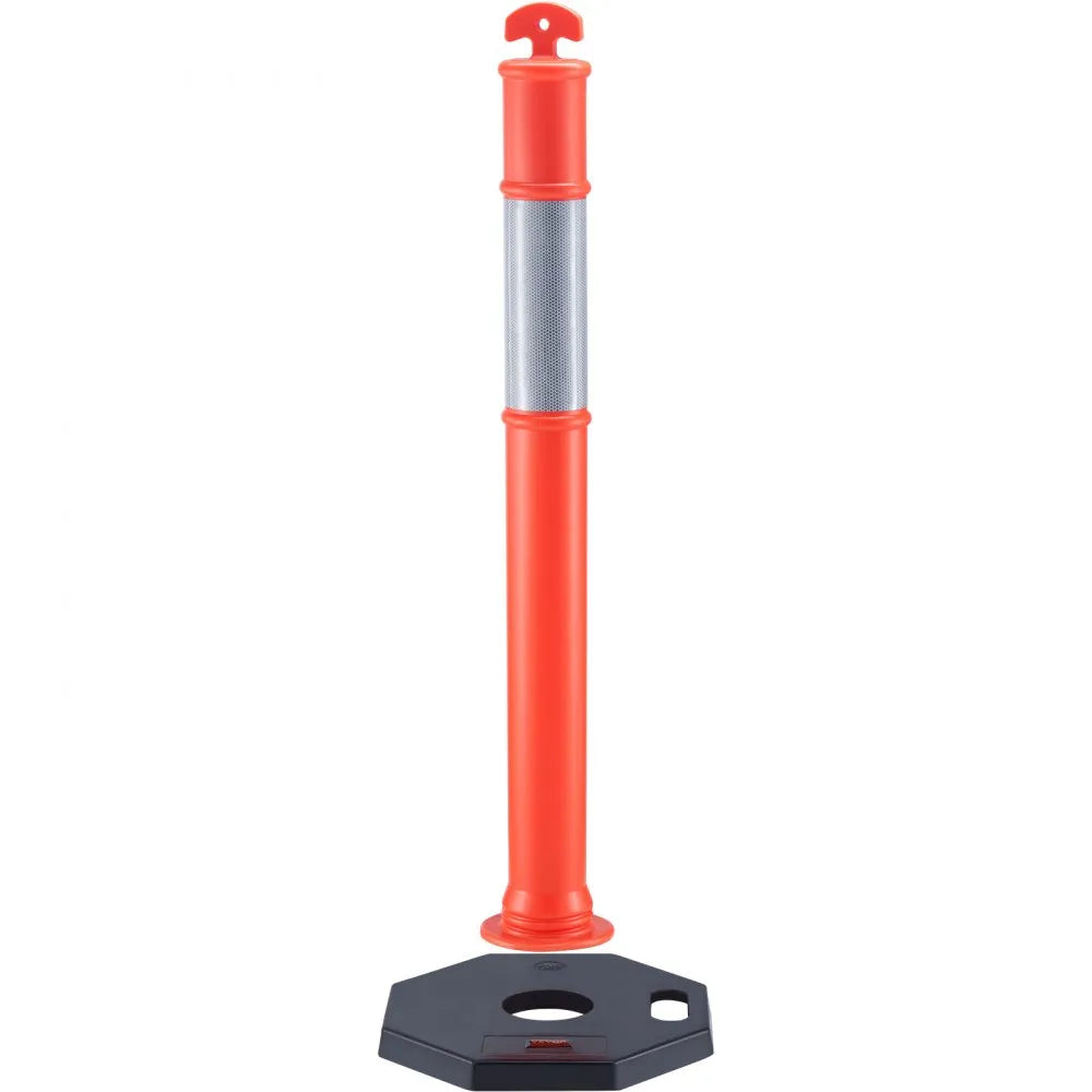 VEVOR Traffic Delineator Post Cones, 2 Pack, Traffic Safety Delineator Barrier with 16.93 x 16.93 in Rubber Base, for Traffic Control Warning Outdoor Indoor Use Parking Lot Construction Caution Roads