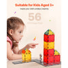 VEVOR Magnetic Tiles, 56 PCS Magnetic Road Building Blocks for Kids, Magnet Building Set with Storage Bag, STEM Sensory Educational City Construction Stacking Toys Gift for Toddlers Boys Girls Aged 3+