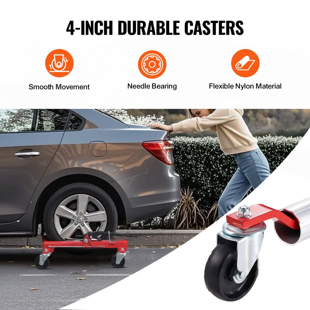VEVOR Wheel Dolly, Max Capacity 1500 Lbs Car Dolly, Car Jack Dolly Lifter with Wheels, Heavy Duty Vehicle Positioning Ratchet Tire Jack, for Vehicle Car Auto Repair Moving