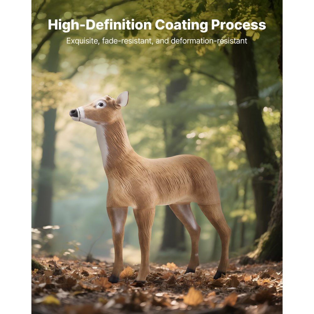 VEVOR Deer Decoy, Outdoor Deer Decoys for Hunting, Realistic Durable HDPE Doe Hunting Decoy, Foldable Legs for Easy to Carry and Use, for Garden Yard Decoration, 1-Pack