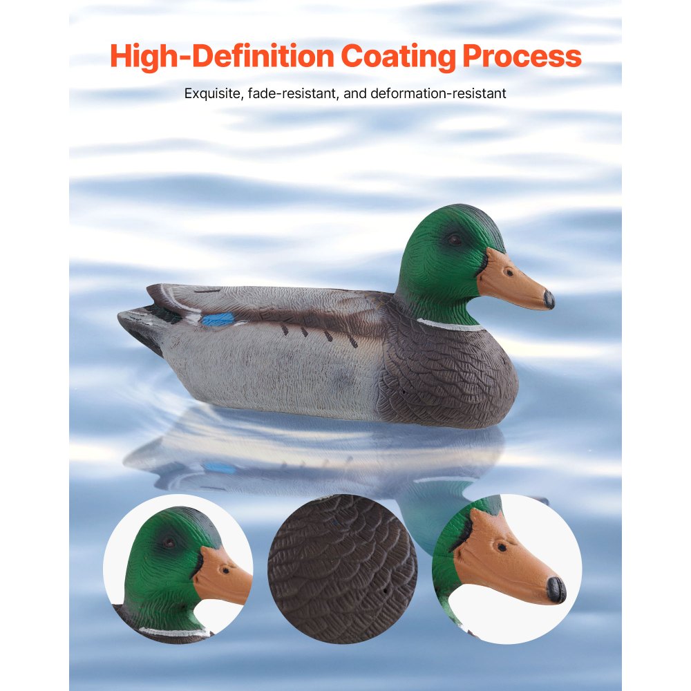 VEVOR Duck Decoys, Realistic Floating Duck Decoys, Weight Forward Swim, Plastic Duck Hunting Decoy Outdoor for Hunting, for Pool, Pond, and Lake, Garden Yard Decoration, Easy to Carry and Use, 6-Pack