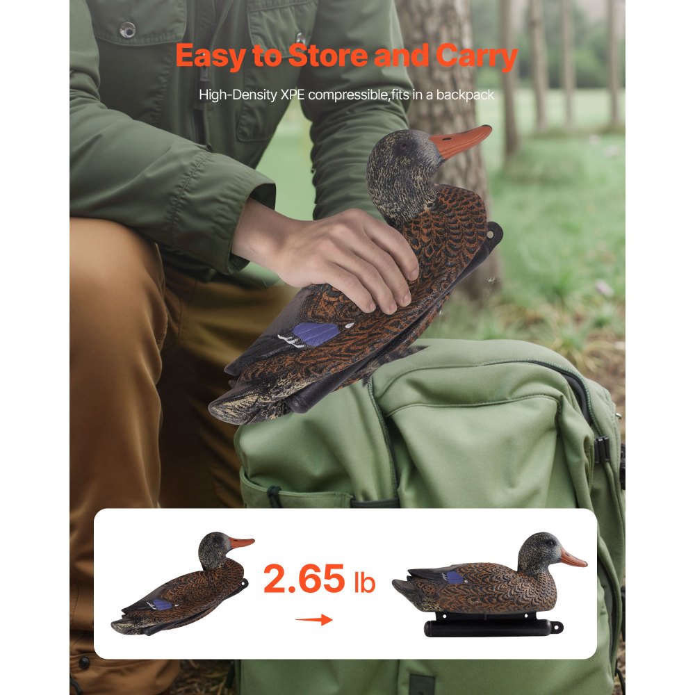 VEVOR Duck Decoys, Realistic Floating Duck Decoys, Weight Forward Swim, Plastic Duck Hunting Decoy Outdoor for Hunting, for Pool, Pond, and Lake, Garden Yard Decoration, Easy to Carry and Use, 6-Pack