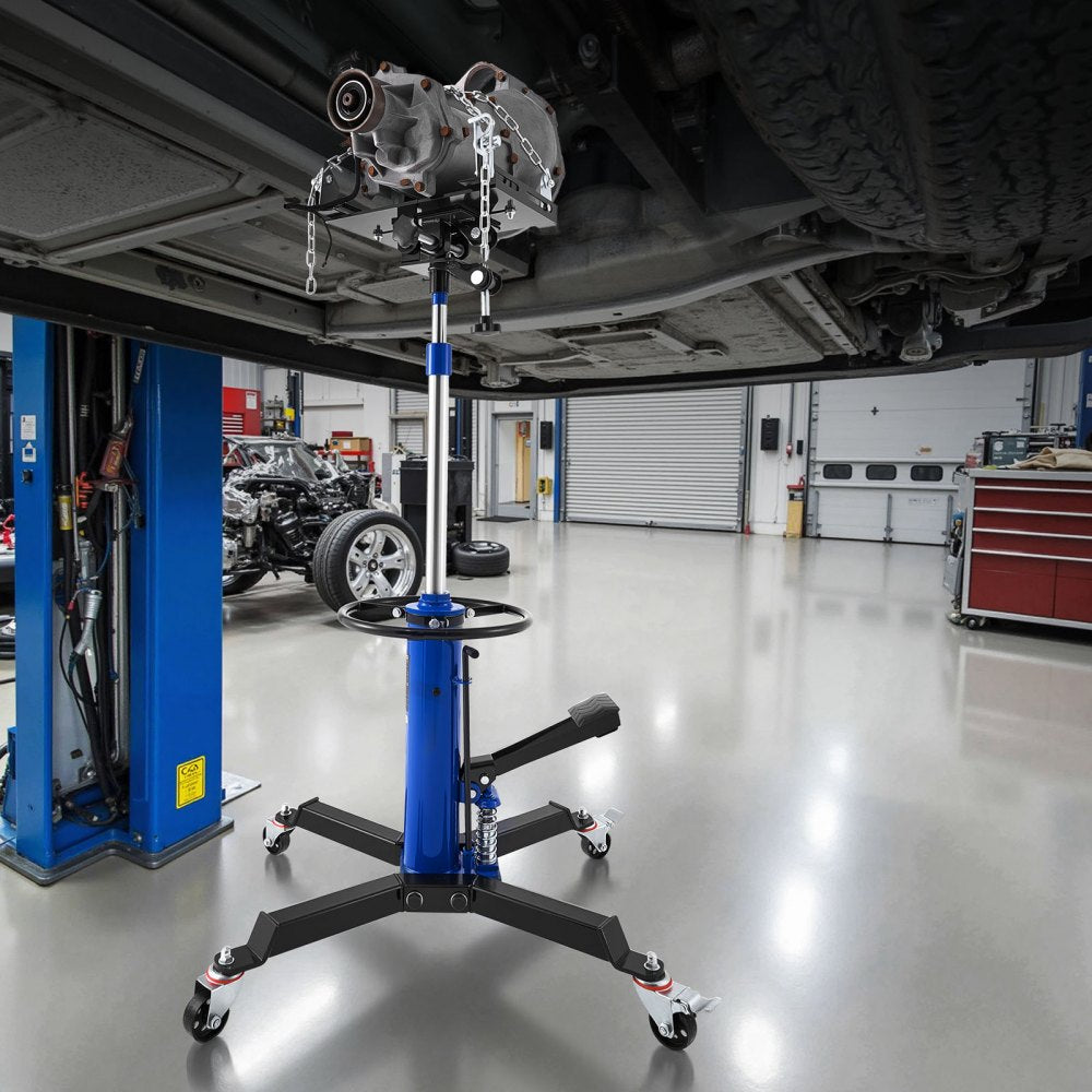 VEVOR Hydraulic Transmission Jack, 1322 lbs / 0.6 Ton Lifting Capacity Telescoping Transmission Jack with Foot Pedal, Dual Telescopic Trans, 34.6-69.3 in High Lifting Height, Garage/Shop Lift Hoist