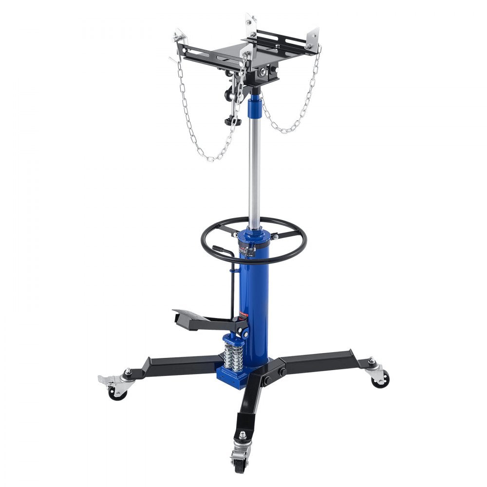 VEVOR Hydraulic Transmission Jack, 1322 lbs / 0.6 Ton Lifting Capacity Telescoping Transmission Jack with Foot Pedal, Dual Telescopic Trans, 34.6-69.3 in High Lifting Height, Garage/Shop Lift Hoist