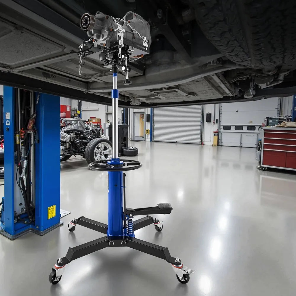 VEVOR Hydraulic Transmission Jack, 1660 lbs / 0.75 Ton Lifting Capacity Telescoping Transmission Jack with Foot Pedal, 360° Swivel Wheel, 34.6-69.3 in High Lifting Height, Lift Hoist for Garage/Shop