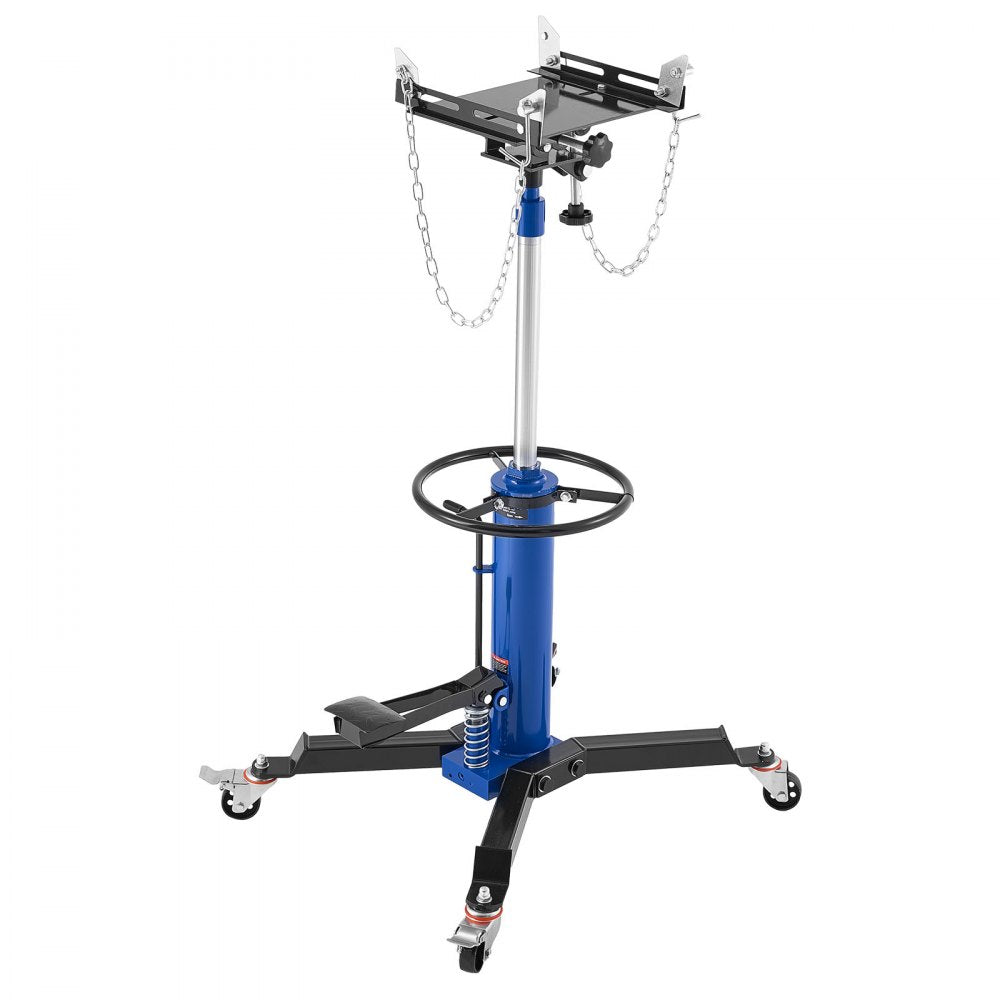 VEVOR Hydraulic Transmission Jack, 1660 lbs / 0.75 Ton Lifting Capacity Telescoping Transmission Jack with Foot Pedal, 360° Swivel Wheel, 34.6-69.3 in High Lifting Height, Lift Hoist for Garage/Shop