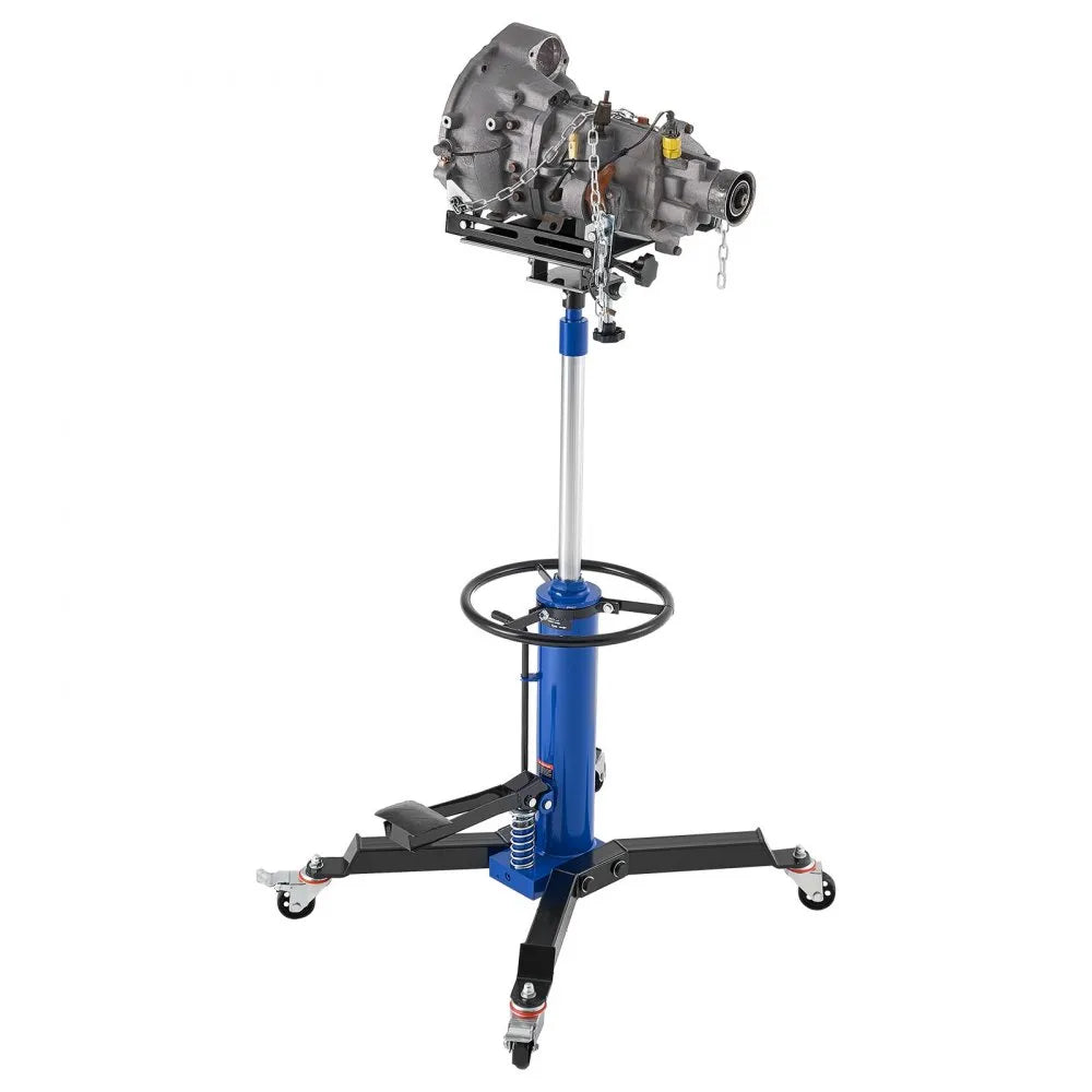 VEVOR Hydraulic Transmission Jack, 1660 lbs / 0.75 Ton Lifting Capacity Telescoping Transmission Jack with Foot Pedal, 360° Swivel Wheel, 34.6-69.3 in High Lifting Height, Lift Hoist for Garage/Shop