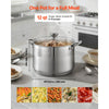 VEVOR Stainless Steel Stock Pot, 12-Quart Stainless Steel Stockpot with Glass Lid, PFOA-Free, PFAS-Free, Compatible with Gas Stoves, Induction Cooktops, Electric Stoves, for Soups, Stews, and Pasta